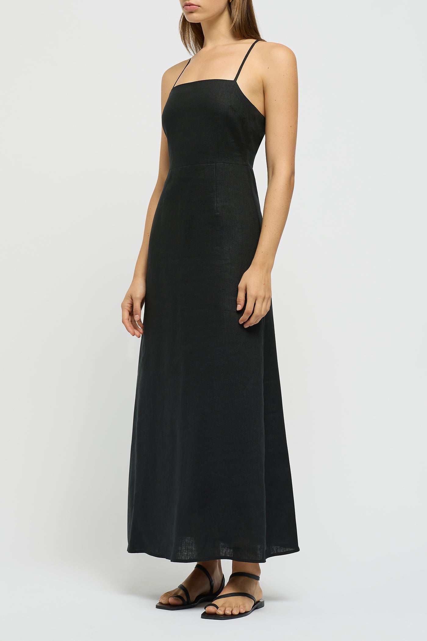 The Linen Tie Back Midi Dress The Linen Tie Back Midi Dress