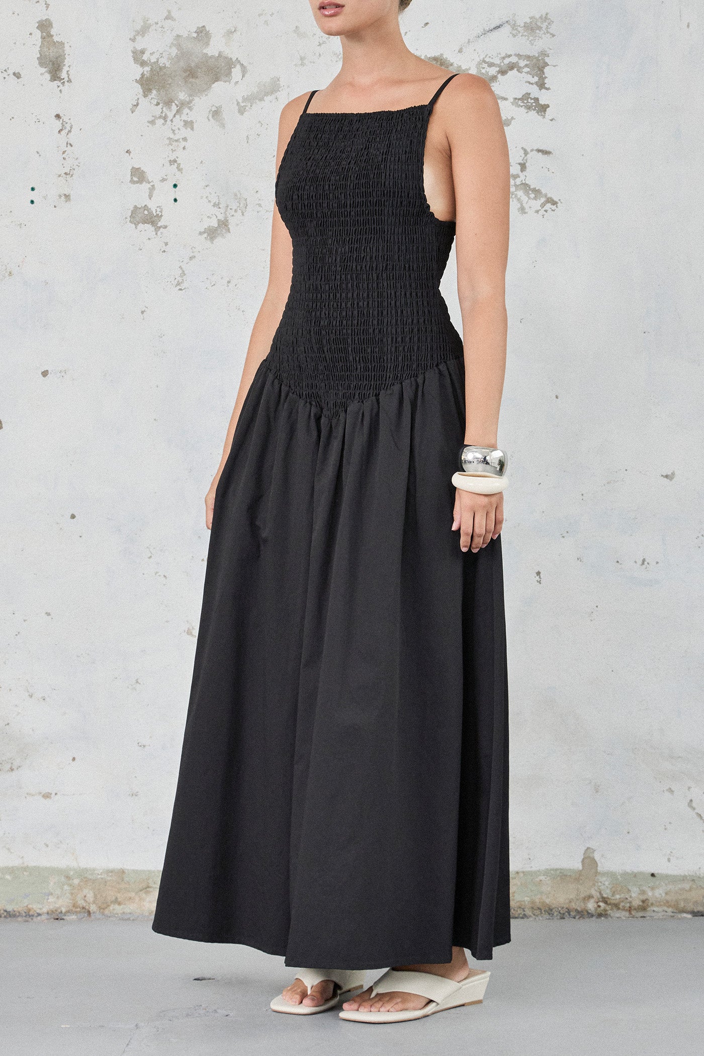 The Cotton Shirred Longline Dress