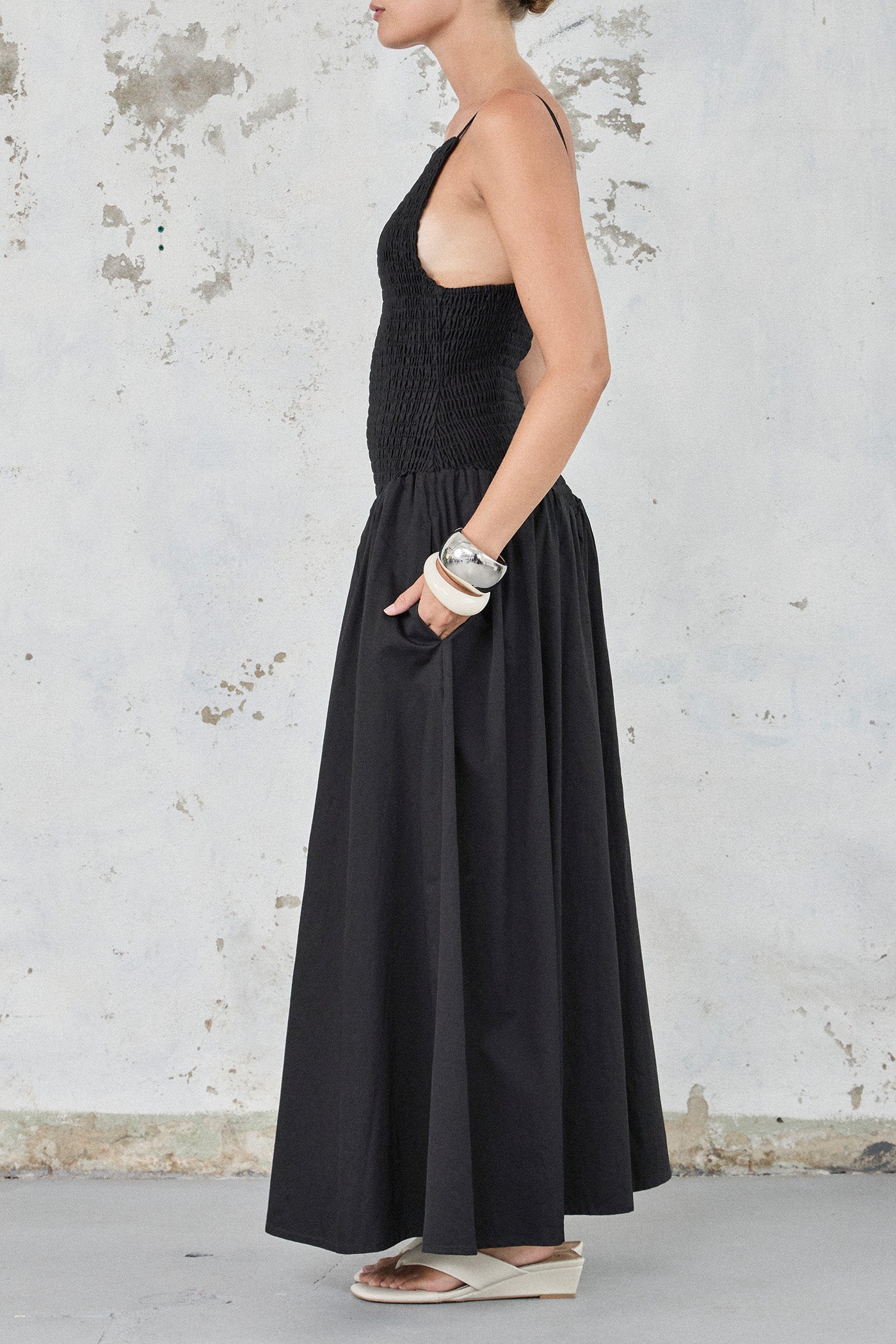 The Cotton Shirred Longline Dress