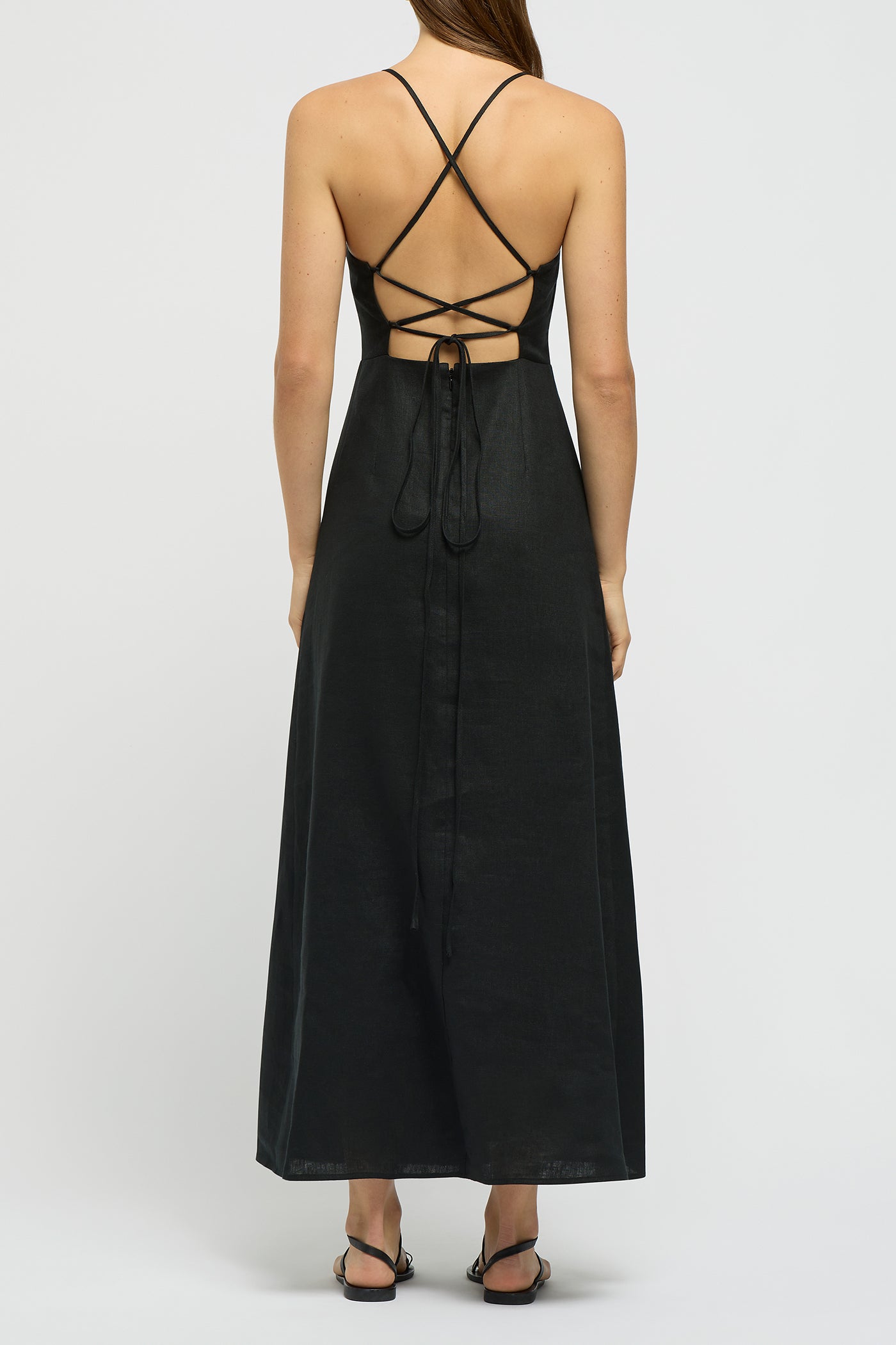 The Linen Tie Back Midi Dress The Linen Tie Back Midi Dress