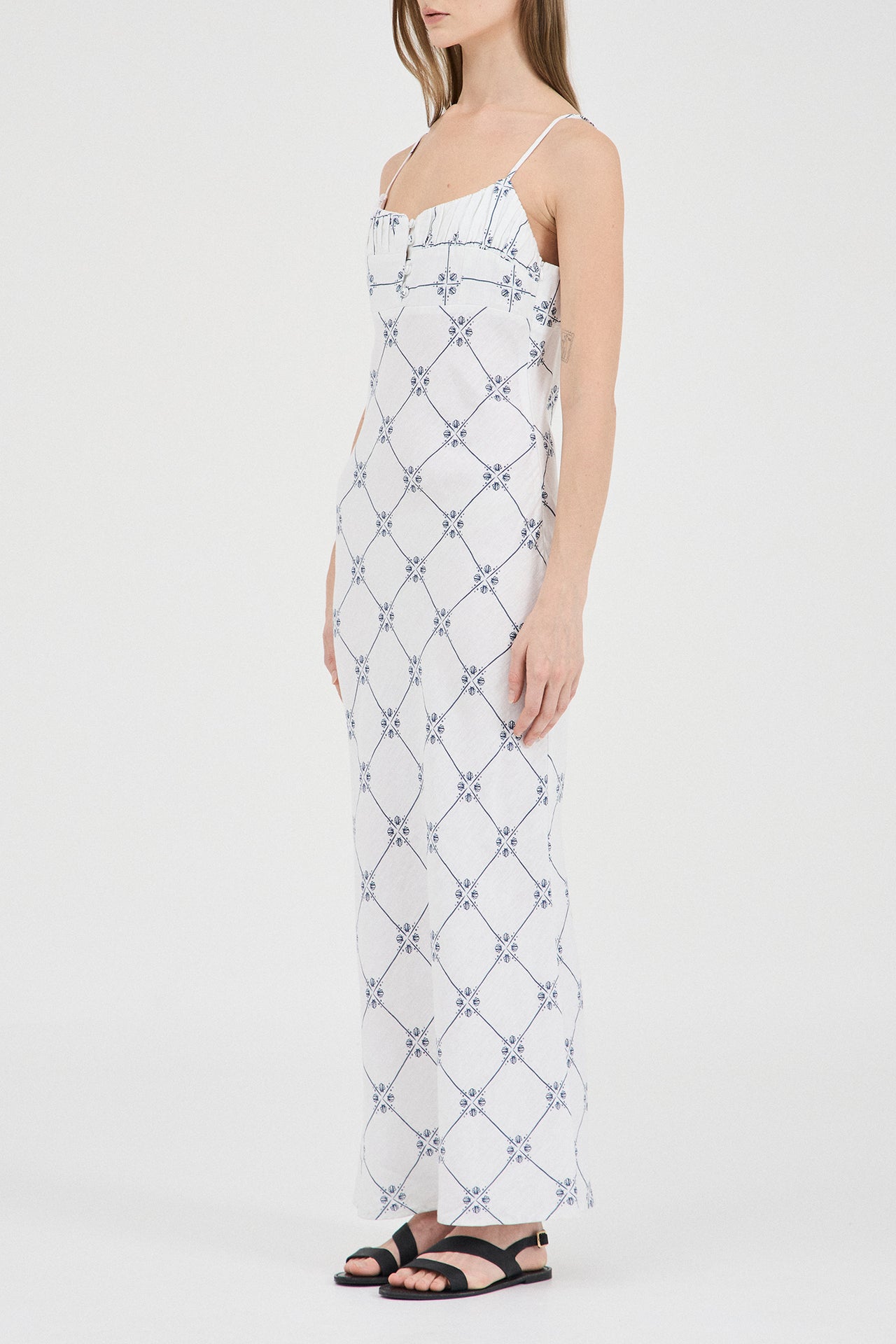 Friend of Audrey Camile Linen Cut-out Dress - White