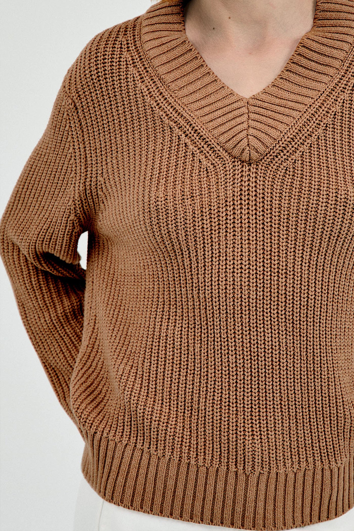 The Cotton Cashmere V-neck Knit