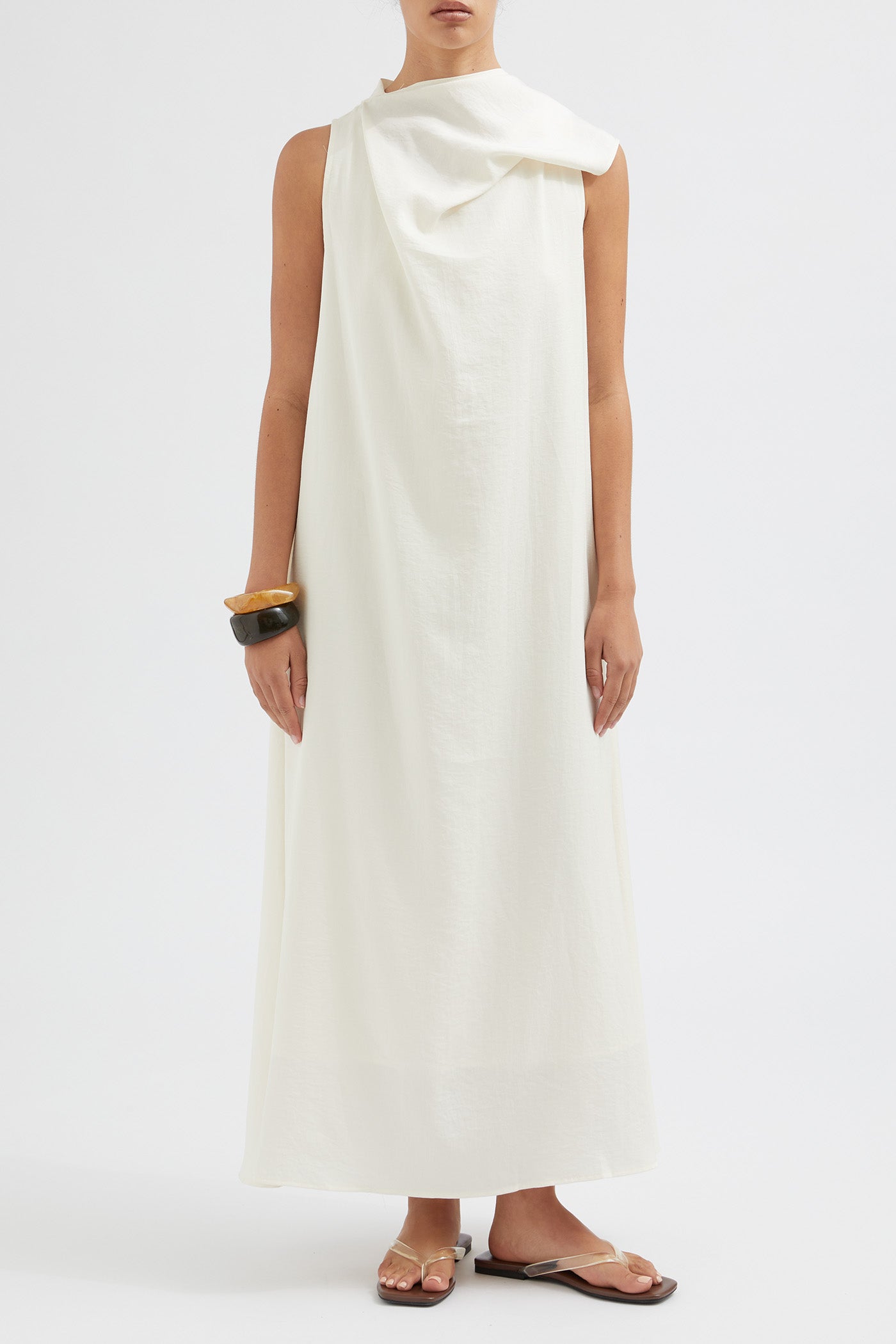 The Draped Neck Midi Dress