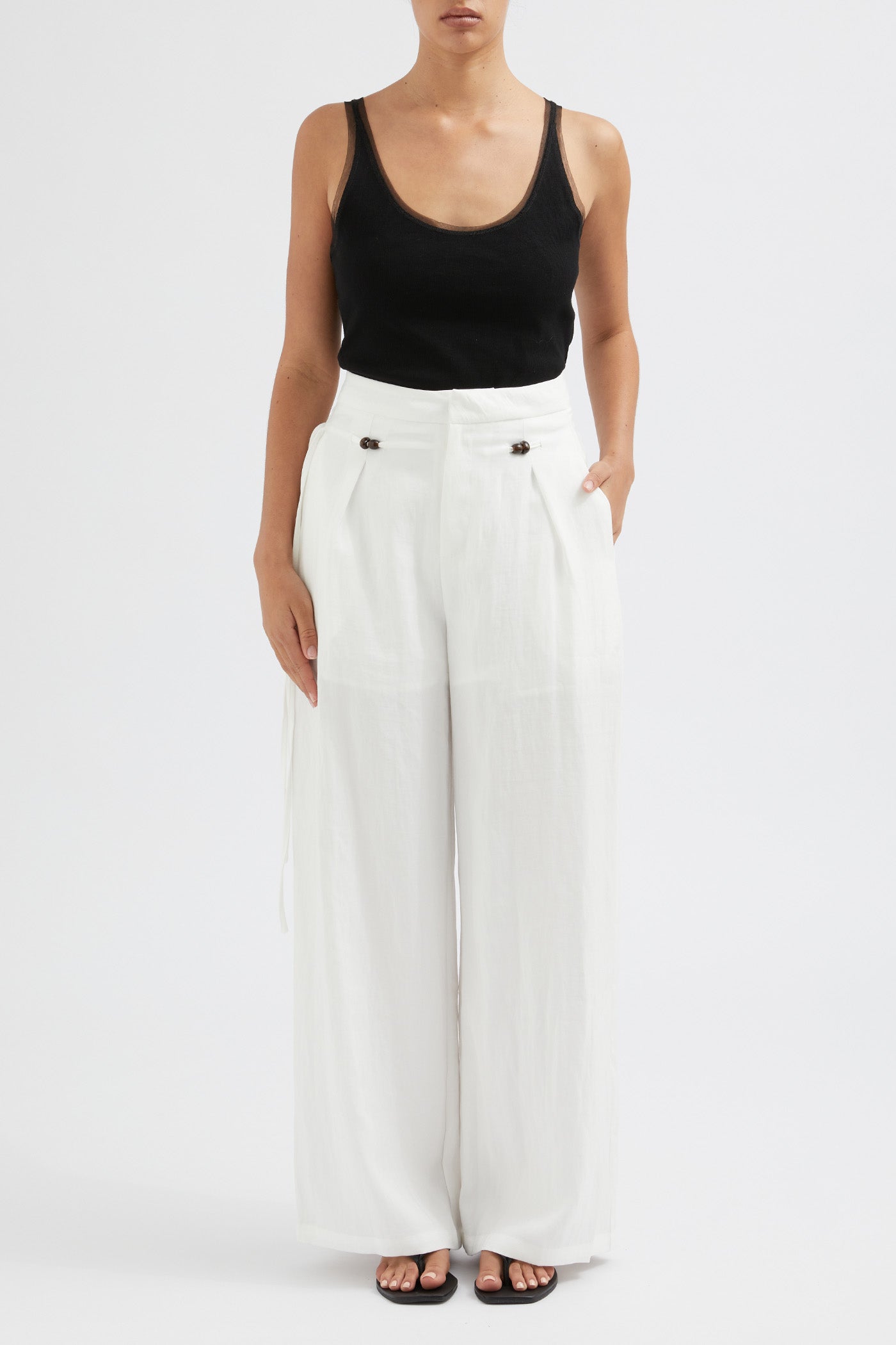 The Cotton Linen Beaded Trouser