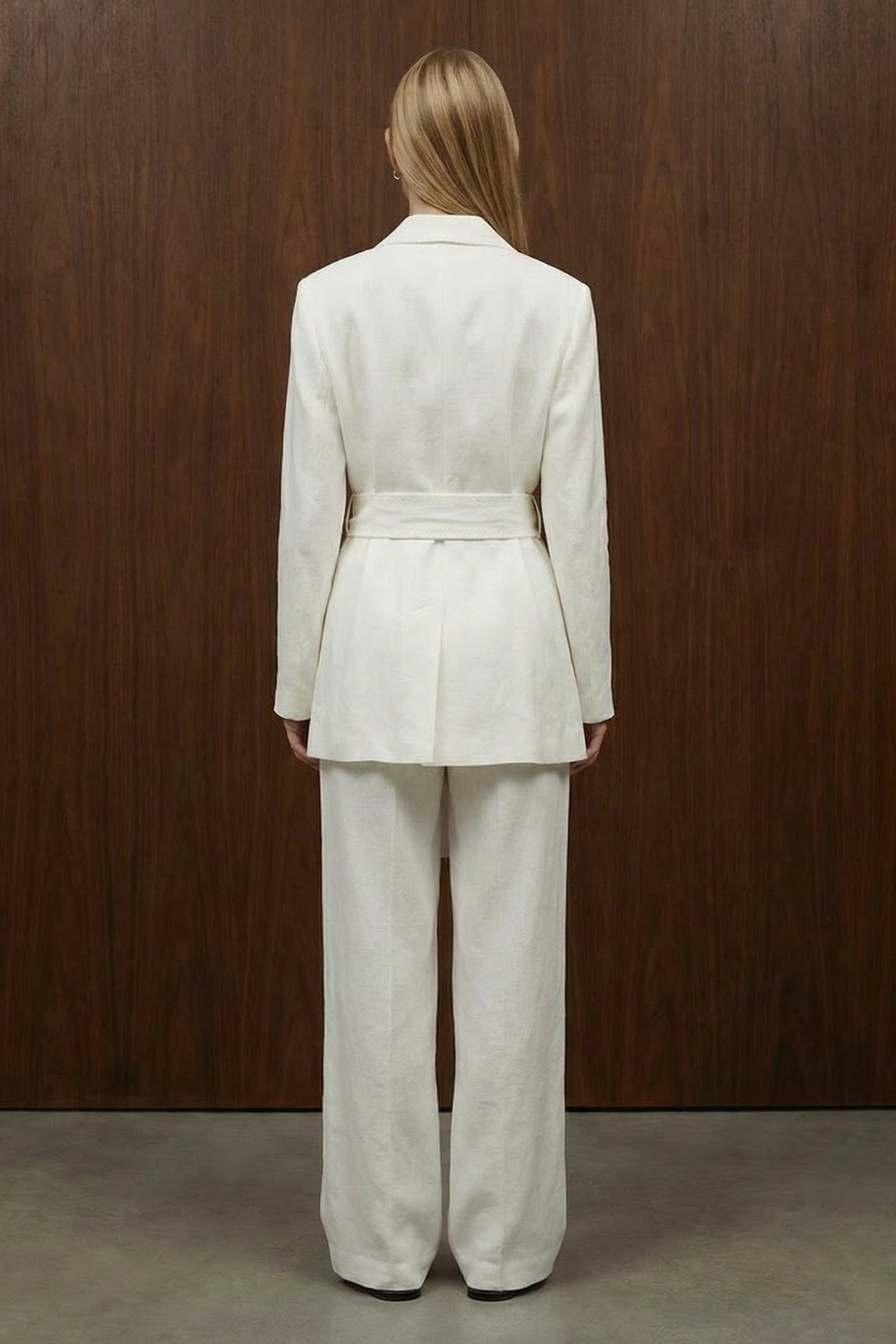 The Linen Blanket-Stitch Wrap Blazer