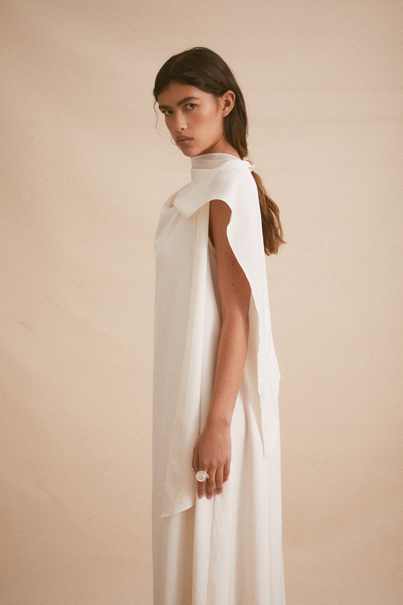 The Draped Neck Midi Dress